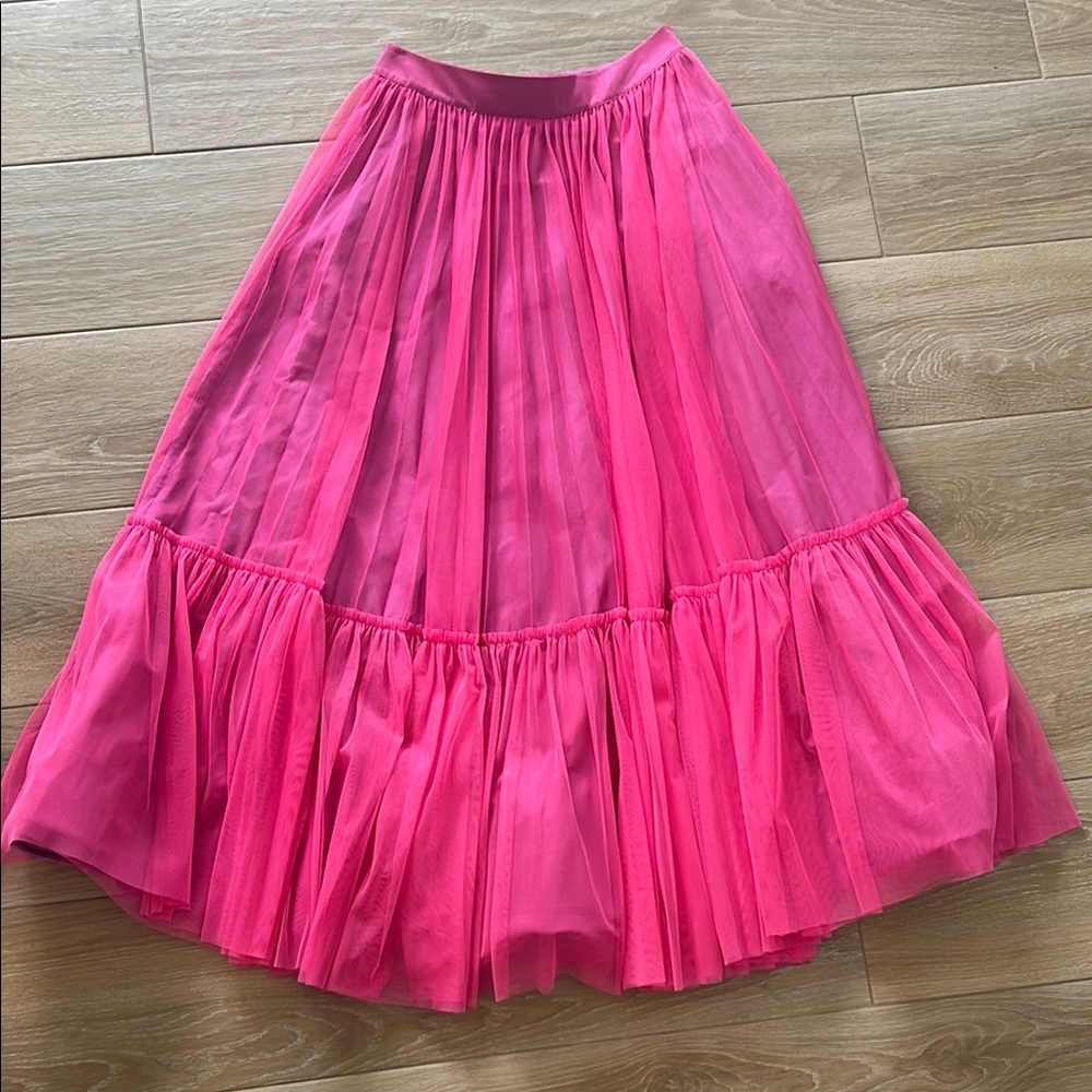 Anthropologie Elegant Pink Pleated Tulle Skirt Sz S
